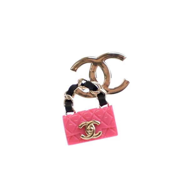 Pre-owned Chanel Gold Plated Calfskin Resin CC Handbag Push Back Earrings Gold