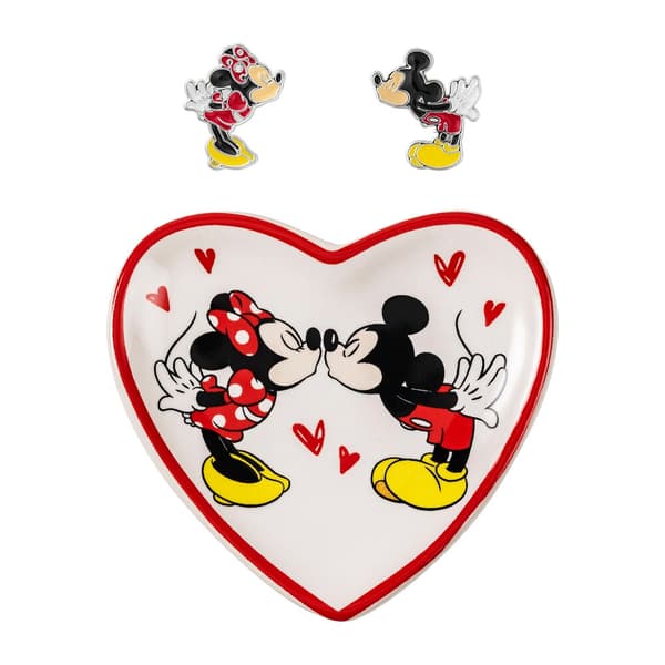 Disney Mickey & Minnie earrings + jewellery plate