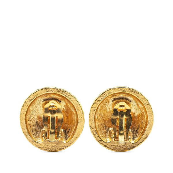 Pre-owned Chanel Gold Plated CC Round Clip on Earrings Gold