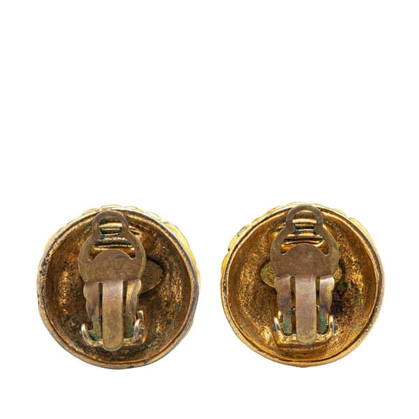 Pre-owned Chanel Gold Plated CC Quilted Clip On Earrings Gold