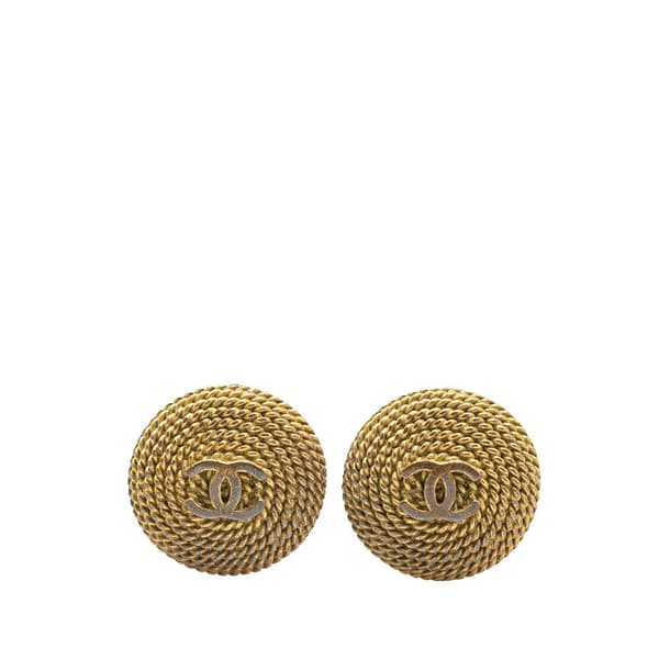 Pre-owned Chanel Gold Plated CC Rope Clip On Earrings Gold