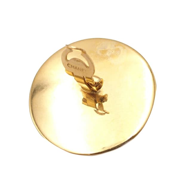 Pre-owned Chanel Gold Plated CC Button Clip On Earrings Gold
