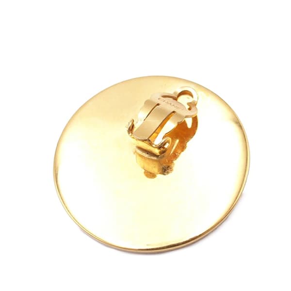 Pre-owned Chanel Gold Plated CC Button Clip On Earrings Gold