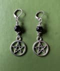 Pikkukuva 1 / 2: Örhängen Pentagram Onyx  Wicca Pagan Rostfri Krok
