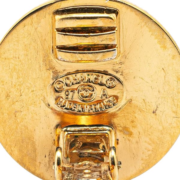 Pre-owned Chanel Gold Plated CC Turnlock Round Clip On Earrings Gold