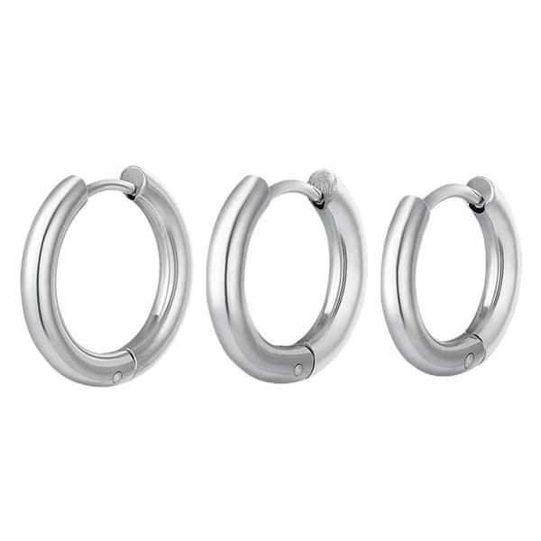 3st Creoler Simple Hoops Örhängen i Rostfritt Stål Silver