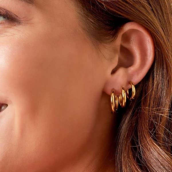 3 Creoles Simple Hoops øreringe i rustfrit stål guld