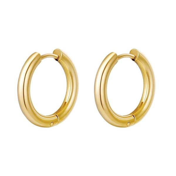 Creoler Simple Hoops Örhängen i Rostfritt Stål Guld XL