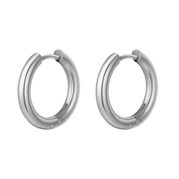 Creoler Simple Hoops Örhängen i Rostfritt Stål Silver XL