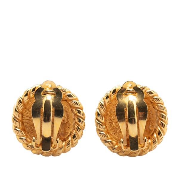 Pre-owned Chanel Gold Plated CC Round Clip on Earrings Gold
