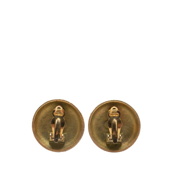 Pre-owned Chanel Gold Plated CC Round Clip On Earrings Gold