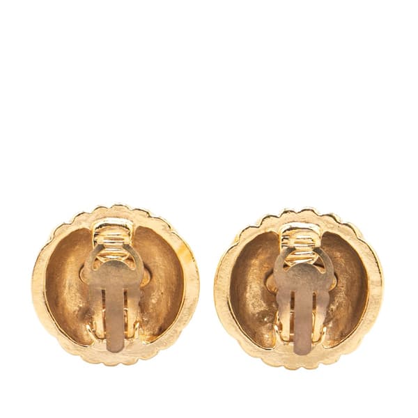 Pre-owned Chanel Gold Plated CC Dome Clip On Earrings Gold