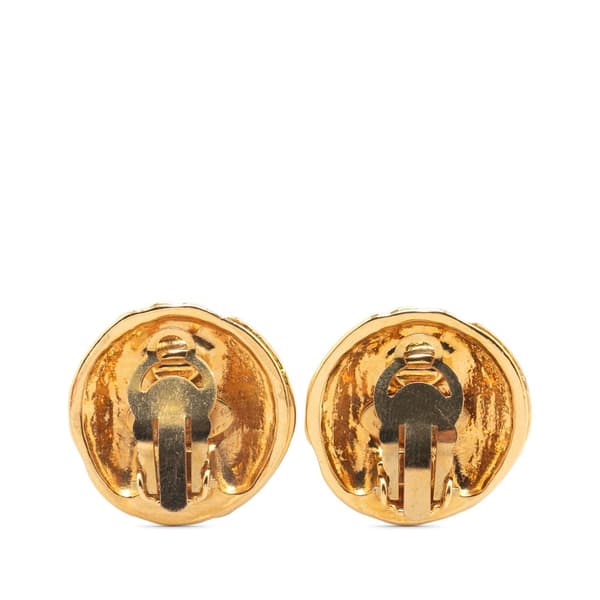 Pre-owned Chanel Gold Plated CC Clip On Earrings Gold