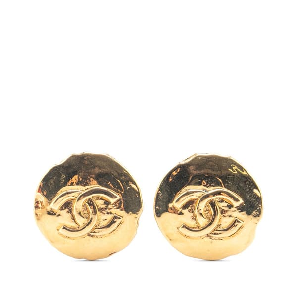 Pre-owned Chanel Gold Plated CC Clip On Earrings Gold