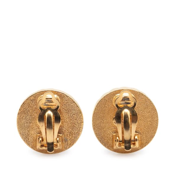Pre-owned Chanel Resin CC Button Clip On Earrings Black