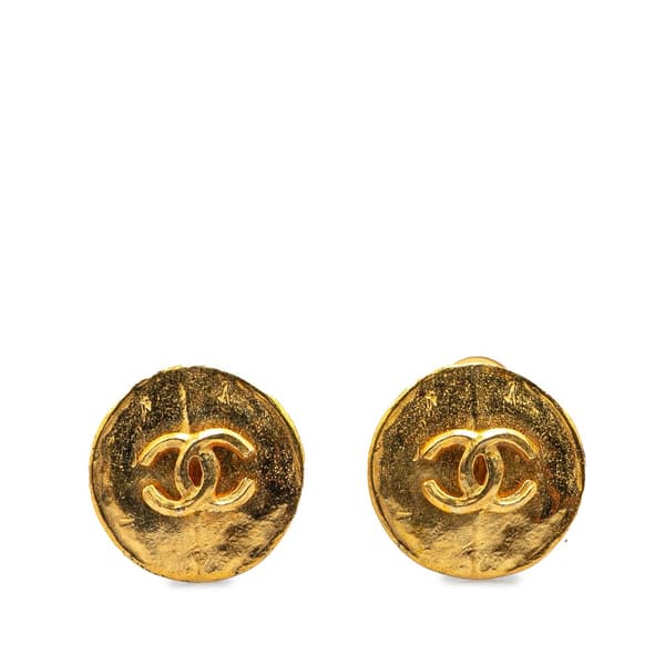 Pre-owned Chanel Gold Plated CC Clip On Earrings Gold