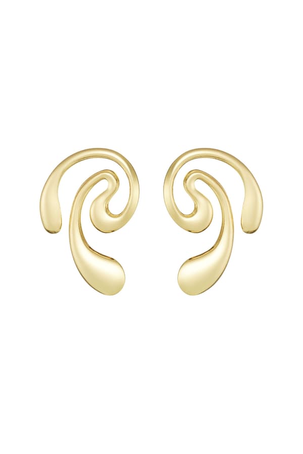 Blanka Örhängen i en Lekfull Form / Virvel / Swirl Swim - Guld