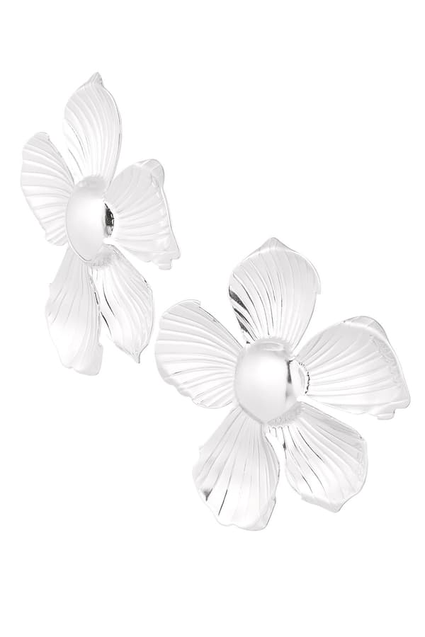 Blanka Statement Örhängen - Stor Blomma i Fint Mönster / Big Flower - Silver