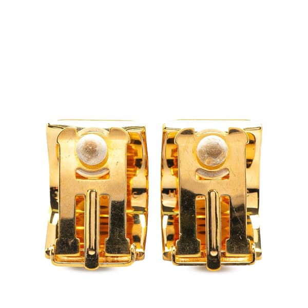 Pre-owned Hermès Enamel Cloisonne Flower Clip On Earrings Yellow