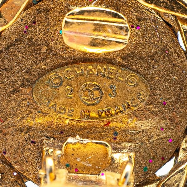 Pre-owned Chanel Gold Plated CC Rhinestones Clip on Earrings Gold