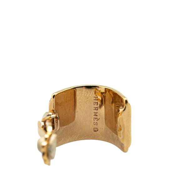 Pre-owned Hermès Enamel Gold Plated Clip On Earrings Blue
