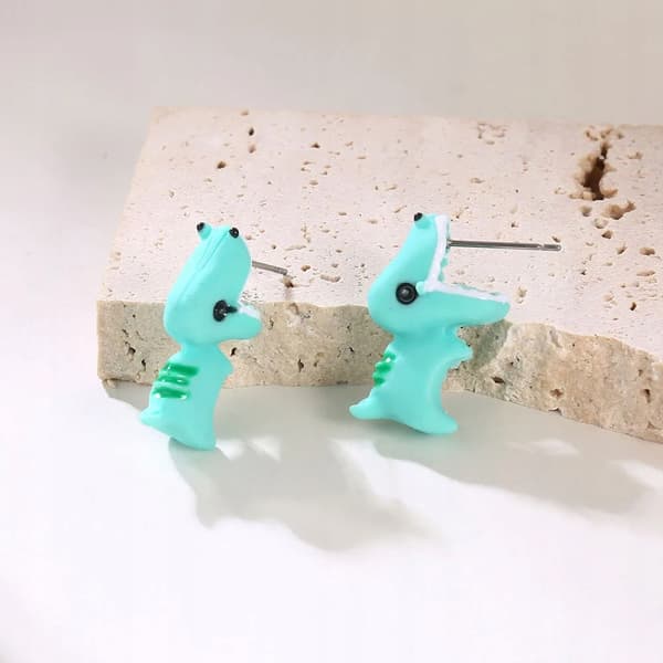 KVINDER 3D ØRERINGE DYREMODELLER BLÅ FLODHEST SMYKKER GAVE