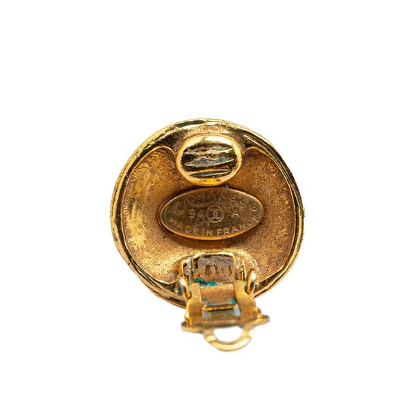 Pre-owned Chanel Gold Plated CC Round Clip On Earrings Gold