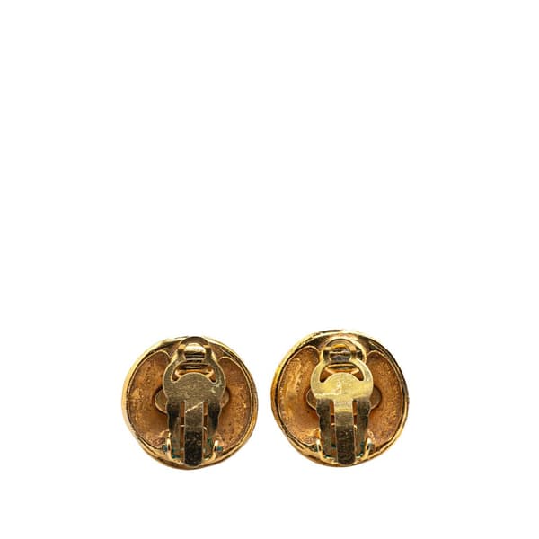 Pre-owned Chanel Gold Plated CC Round Clip On Earrings Gold