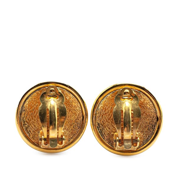 Pre-owned Chanel Gold Plated Faux Pearl CC Round Clip On Earrings Gold