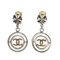 Miniatyrbild 1 av 3: Pre-owned Chanel Silver Clover CC Drop Clip on Earrings Silver