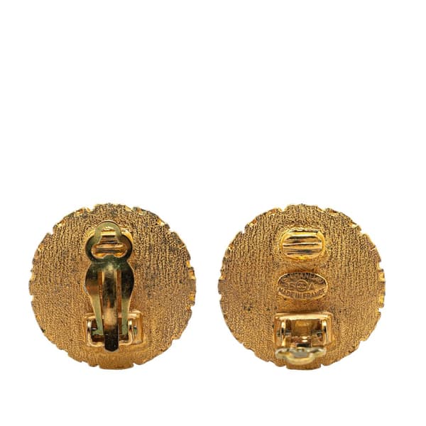 Pre-owned Chanel Gold Plated CC Honeycomb Clip on Earrings Gold