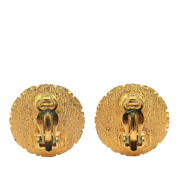 Pre-owned Chanel Gold Plated CC Honeycomb Clip on Earrings Gold