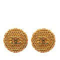 Miniatyrbilde 1 av 3: Pre-owned Chanel Gold Plated CC Honeycomb Clip on Earrings Gold