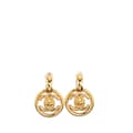 Pikkukuva 1 / 4: Pre-owned Chanel Gold Plated CC Turnlock Round Drop Clip On Earrings Gold
