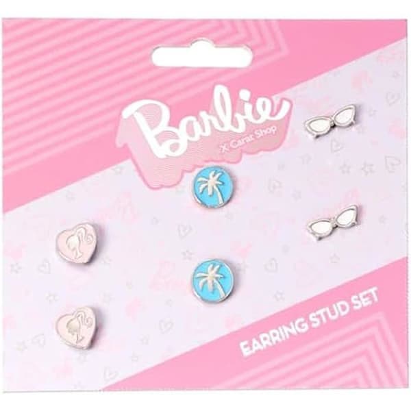 Klassiska Barbie örhängen - BARBIE - Set med 3 - Barbie Silhouette, Palm, Glasögon - Metall