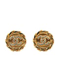 Miniatyrbillede 1 af 4: Pre-owned Chanel Gold Plated CC Rhinestones Clip on Earrings Gold