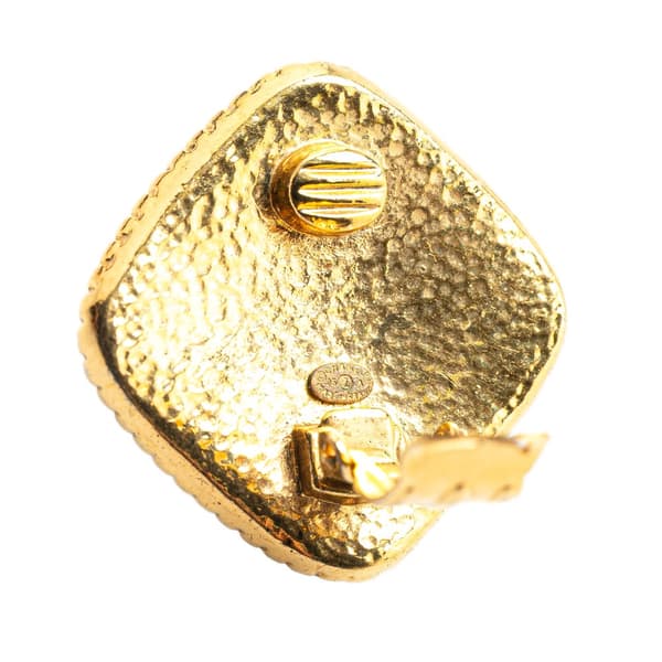 Pre-owned Chanel Gold Plated CC Diamond Clip on Earrings Gold