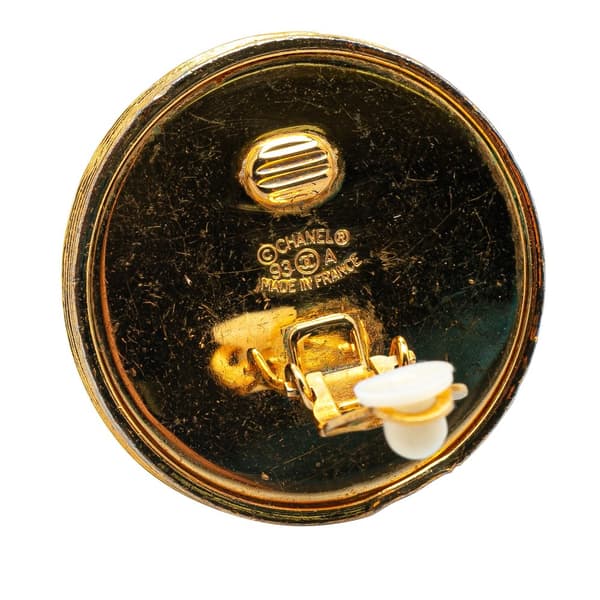 Pre-owned Chanel Gold Plated CC Round Clip on Earrings Gold