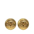 Miniatyrbild 1 av 4: Pre-owned Chanel Gold Plated CC Round Clip on Earrings Gold