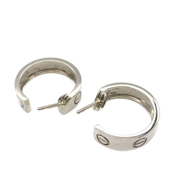 Pre-owned Cartier 18K White Gold Classic Love Hoop Earrings Silver