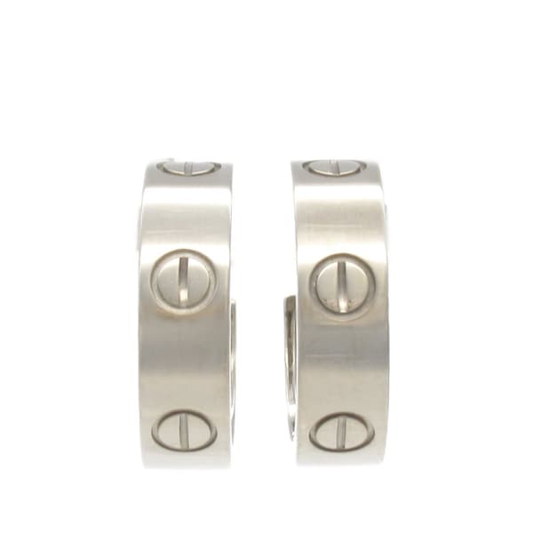 Pre-owned Cartier 18K White Gold Classic Love Hoop Earrings Silver