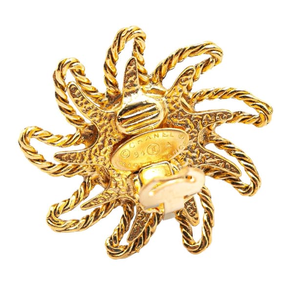 Pre-owned Chanel Gold Plated CC Sun Clip on Earrings Gold