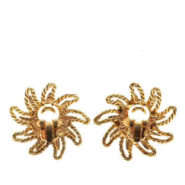 Pre-owned Chanel Gold Plated CC Sun Clip on Earrings Gold
