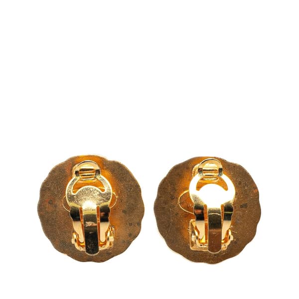 Pre-owned Chanel Gold Plated CC Starburst Clip On Earrings Gold
