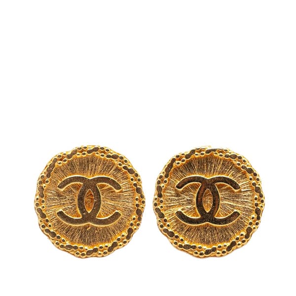 Pre-owned Chanel Gold Plated CC Starburst Clip On Earrings Gold