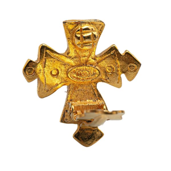 Pre-owned Chanel Gold Plated CC Cross Clip on Earrings Gold