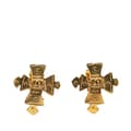 Miniatyrbillede 1 af 4: Pre-owned Chanel Gold Plated CC Cross Clip on Earrings Gold
