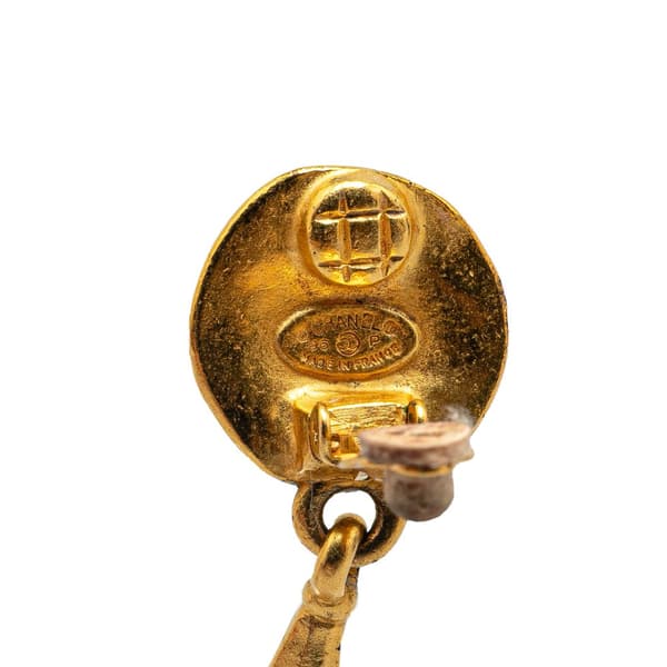 Pre-owned Chanel Gold Plated CC Drop Clip on Earrings Gold