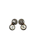 Pikkukuva 1 / 3: Pre-owned Chanel Gold Plated Enamel CC Double Disc Clip On Earrings Black
