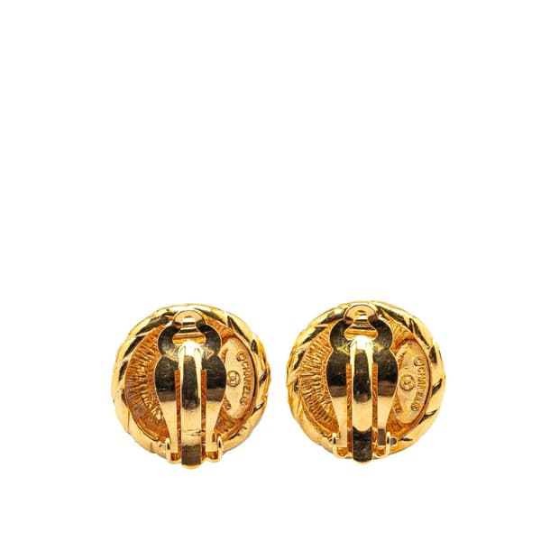 Pre-owned Chanel Gold Plated CC Round Clip On Earrings Gold